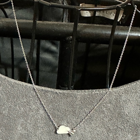 Dainty Silver 925 Cloud and Paper Airplane Pendant on Silver 925 Chain - Picture 13 of 15